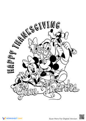 Give Thanks with Mickey & Friends Coloring Page