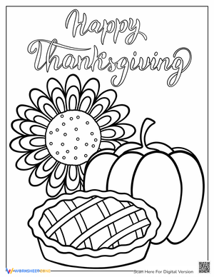 Pumpkin Pie Thanksgiving Coloring Sheet