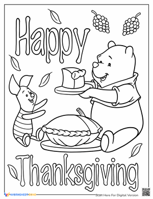 Pooh Giving Piglet Pumpkin Pie Coloring Page