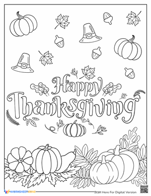 Happy Thanksgiving Greeting Autumn Worksheet