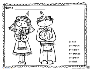 Thanksgiving Coloring by Number 2 Worksheet