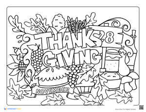 Thanksgiving Foods Coloring Picture