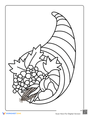 Thanksgiving Cornucopia Coloring Page