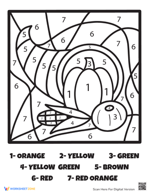 Printable Thanksgiving Color by Number 4