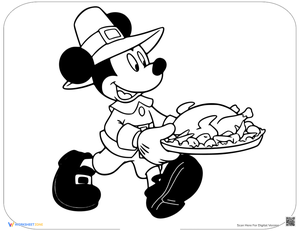 Minnie Mouse with Turkey Thanksgiving Page