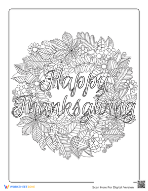 Happy Thanksgiving Adult Coloring Page