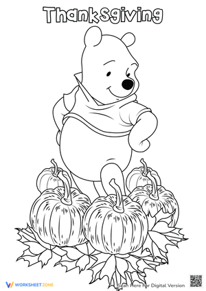 Winnie the Pooh with Pumpkins for Thanksgiving