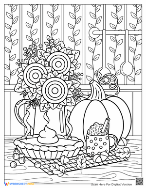 Thanksgiving Meal on Table Worksheet