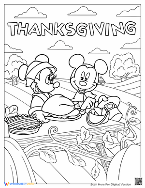 Mickey and Minnie Mouse Thanksgiving Worksheet