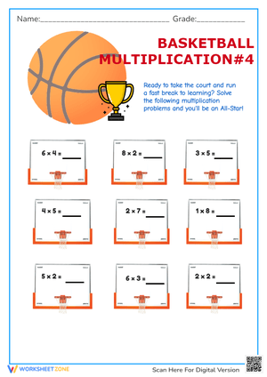 Basketball Multiplication Worksheet