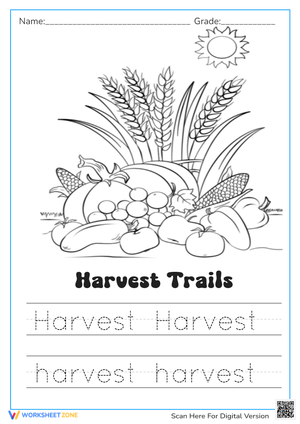 Bountiful Harvest: Writing and Coloring Fun