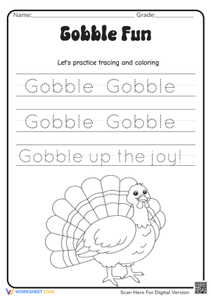 Gobble Fun: Tracing and Coloring Activities