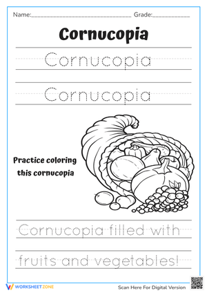 Thanksgiving Cornucopia Tracing & Coloring