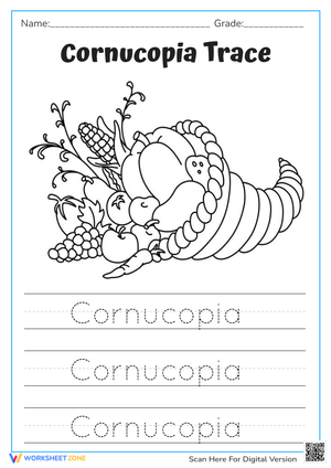 Thanksgiving Cornucopia Tracing Sheet