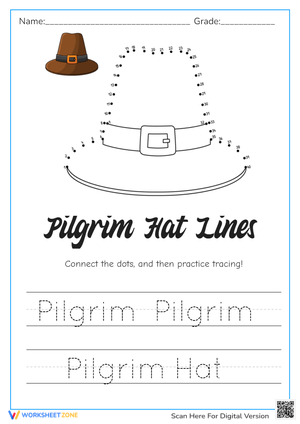 Pilgrim Hat Lines Tracing Practice 