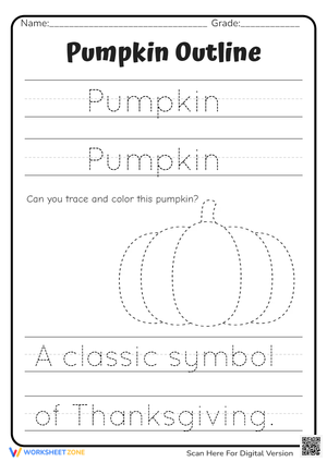 Pumpkin Tracing Worksheet | Essential Grade K-1 Ready