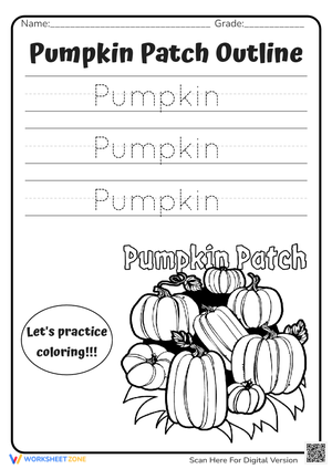Printable Handwriting Practice with Pumpkin Patch 