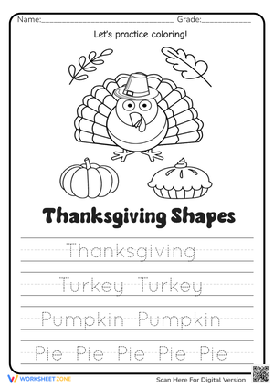 Thanksgiving Tracing and Coloring Page