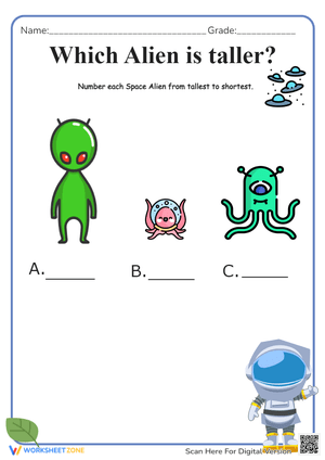 Alien Height Comparison Worksheet - Ordering & Measurement Fun