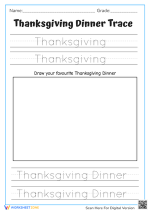 Thanksgiving Handwriting Worksheet | Grade K-1 Printable