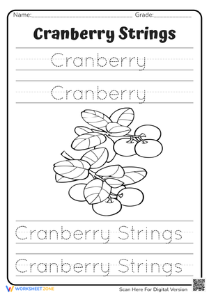 Preschool Handwriting Practice: Cranberry Tracing