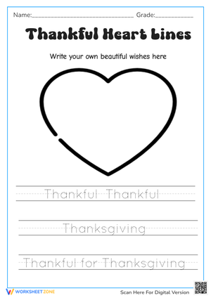 Thankful Heart Lines for Tracing Practice 