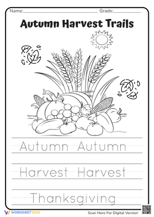 Practice Handwriting with Autumn Harvest Trails