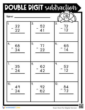 Printable Double Digit Subtraction | Grade 2 Math