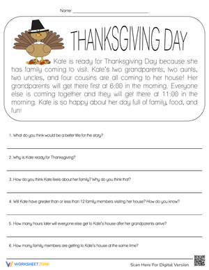 Thanksgiving Day Reading and Math