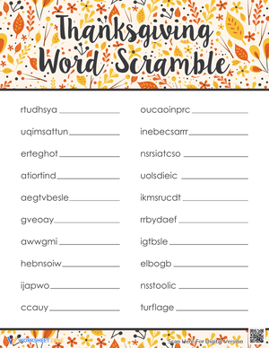Thanksgiving Word Scramble: Fun Learning