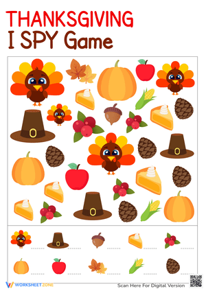 Fun Thanksgiving I Spy Activity Worksheet