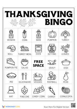 Thanksgiving Bingo Card Game