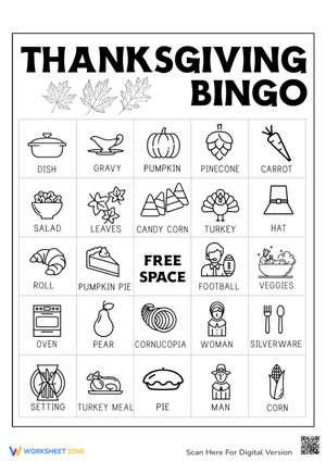 Play Thanksgiving Bingo with this Card