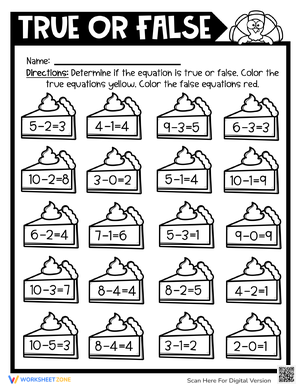 Thanksgiving Math True or False Challenge