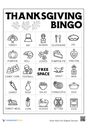 Thanksgiving Bingo Card for Family Fun