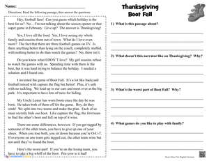 Thanksgiving Boot Fall Activity Worksheet