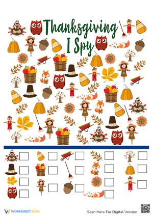 Printable Thanksgiving I Spy Fun