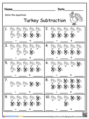 Practice Turkey Subtraction Math Skills