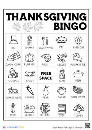 Holiday Thanksgiving Bingo Card Fun