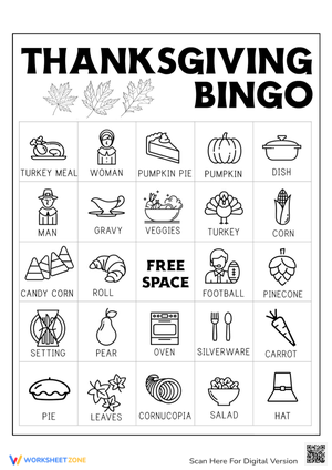 Holiday Thanksgiving Bingo Game Fun