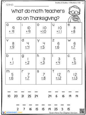Solve Thanksgiving Math Riddles Worksheet
