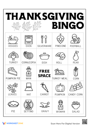 Play Thanksgiving Bingo Card for Holiday Fun