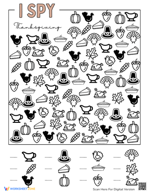 Printable Thanksgiving I Spy Worksheet