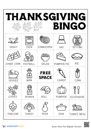 Printable Thanksgiving Bingo Card for Festive Fun