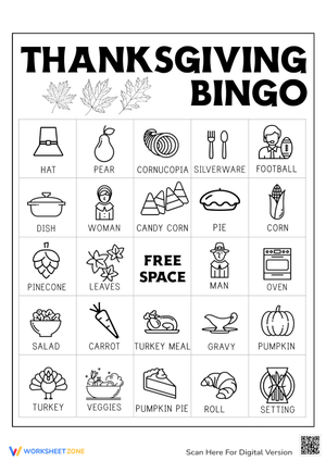 Download Thanksgiving Bingo Card for Family Fun