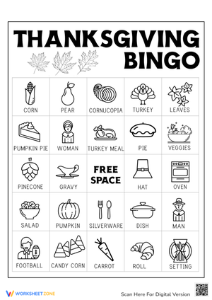 Play Holiday Fun with Thanksgiving Bingo Card