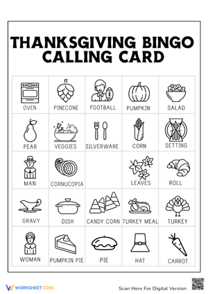Get Ready for Thanksgiving Bingo Calling Card