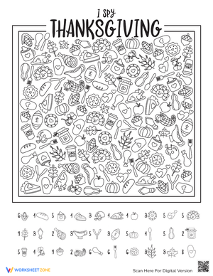Printable Thanksgiving I Spy Game for Kids