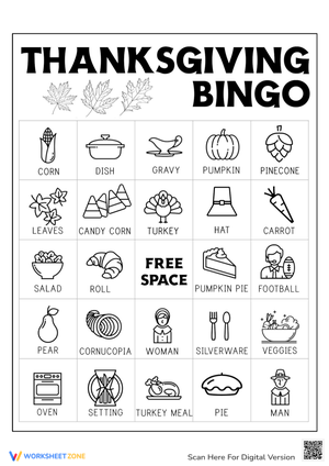 Enjoy Thanksgiving Bingo with this Printable Card