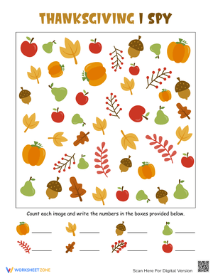 Engage with Thanksgiving I Spy Game Worksheet